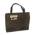 GUCCI Hand Bag Suede Brown yk9744