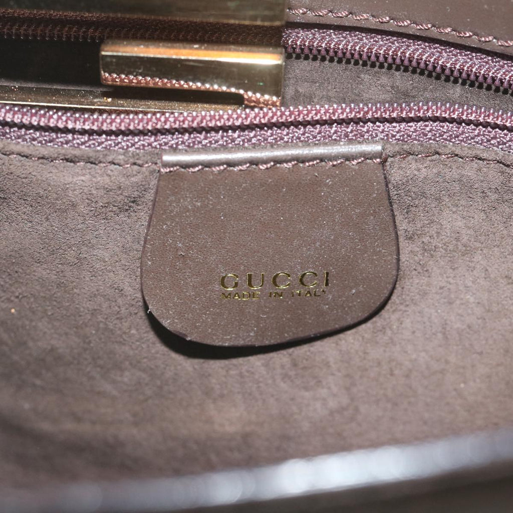 GUCCI Hand Bag Suede Brown yk9744