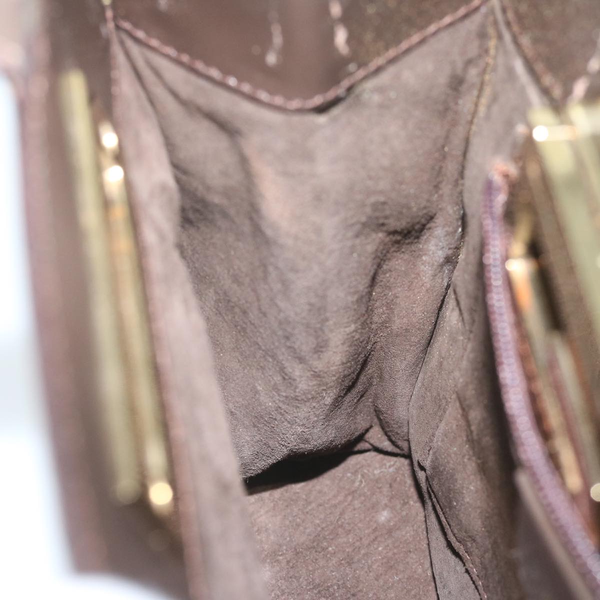 GUCCI Hand Bag Suede Brown yk9744