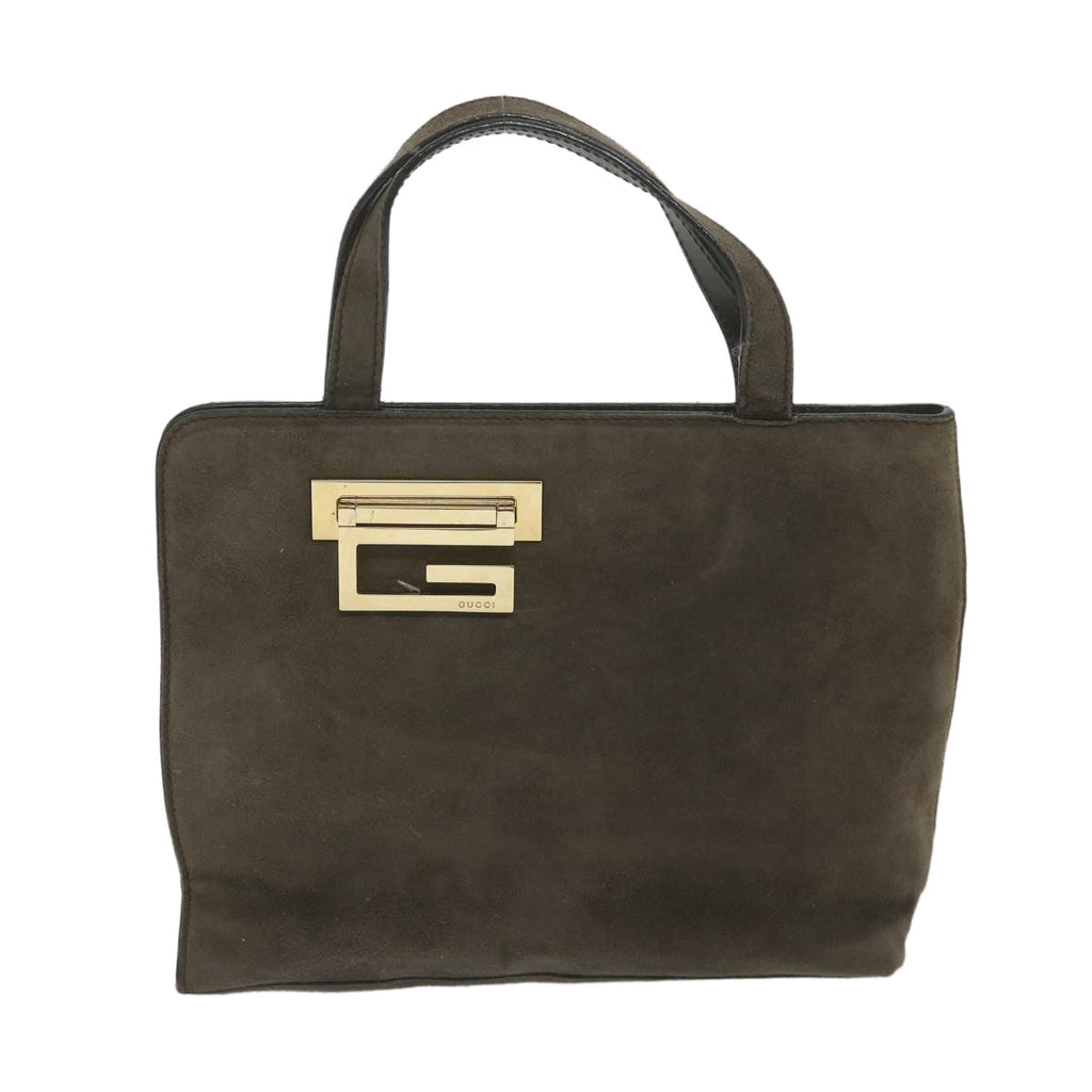 GUCCI Hand Bag Suede Brown yk9744