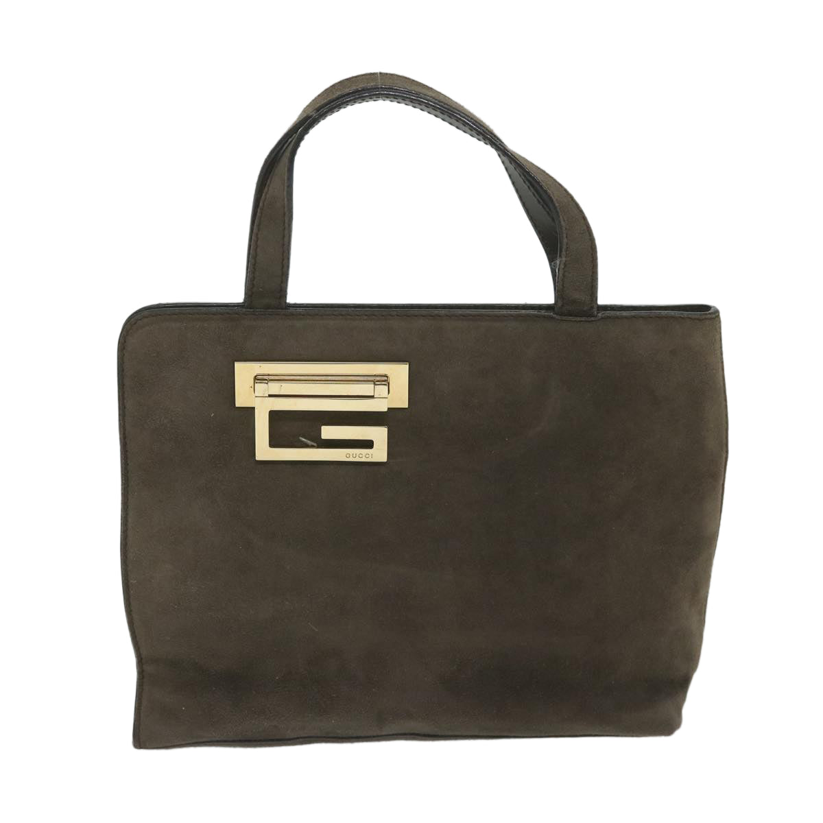 GUCCI Hand Bag Suede Brown yk9744