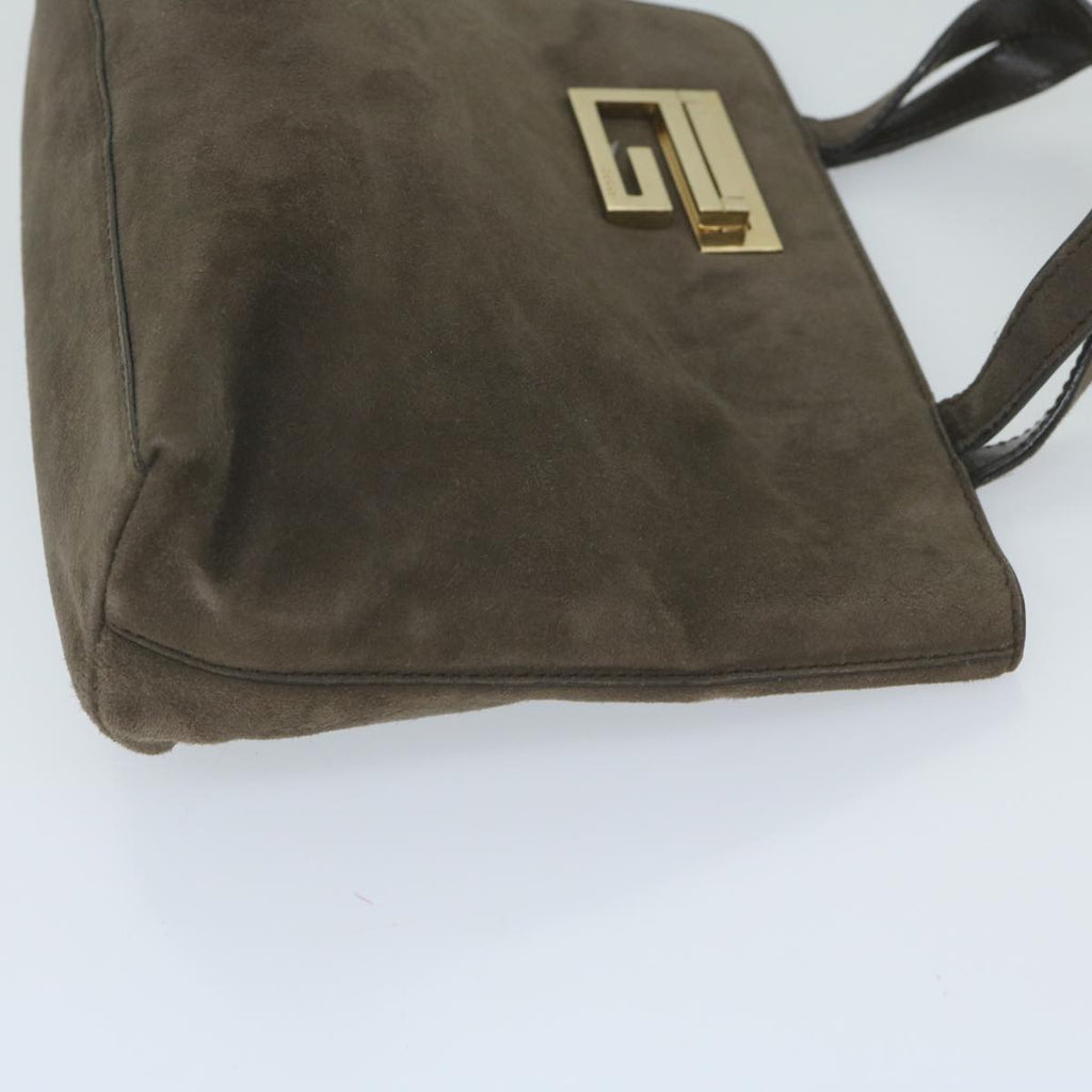 GUCCI Hand Bag Suede Brown yk9744