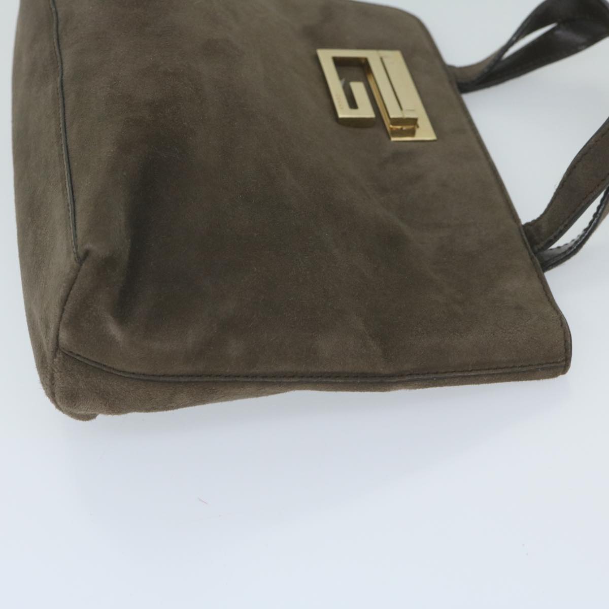 GUCCI Hand Bag Suede Brown yk9744