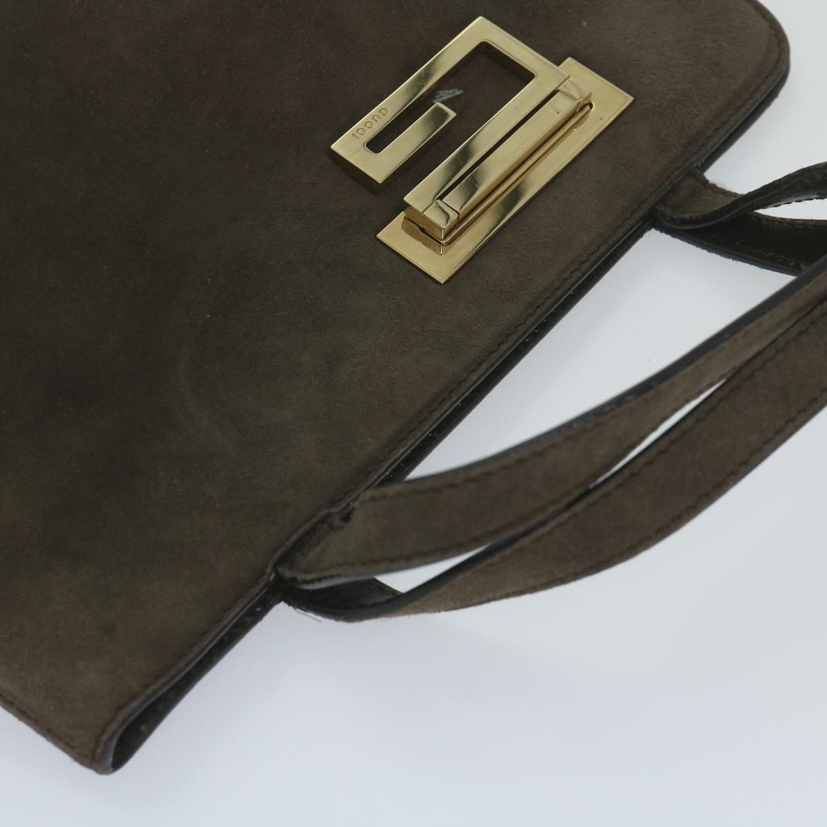 GUCCI Hand Bag Suede Brown yk9744