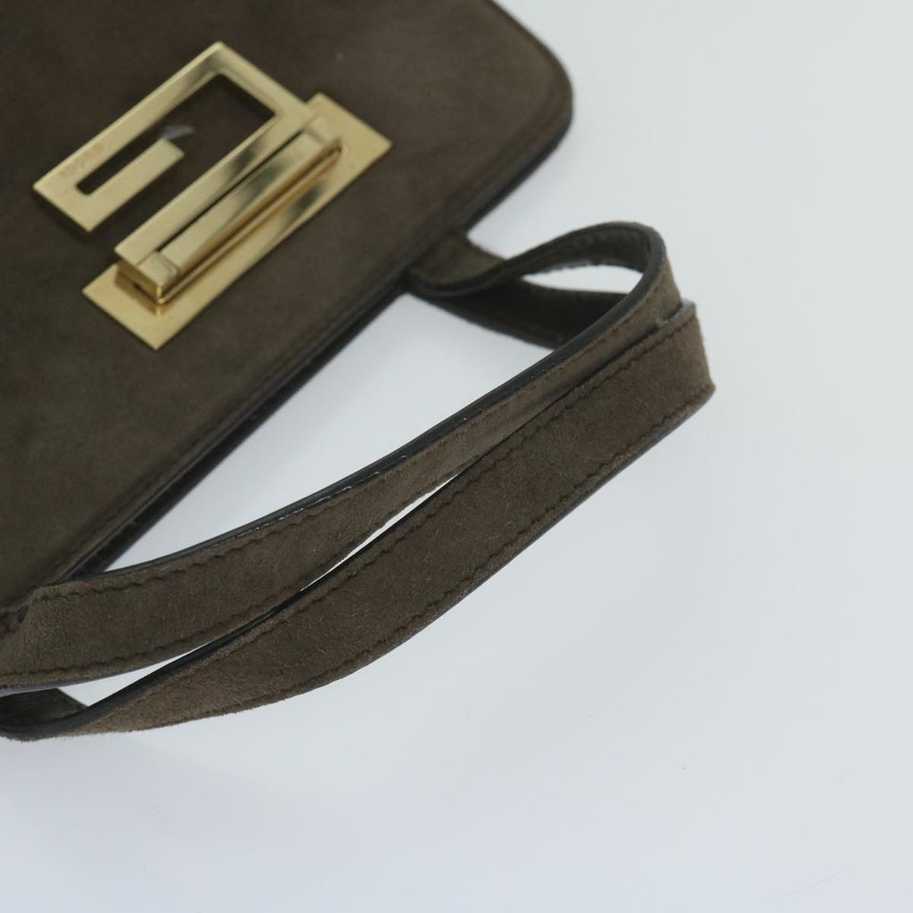 GUCCI Hand Bag Suede Brown yk9744