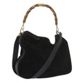 GUCCI Bamboo Shoulder Bag Leather Suede 2Set Black Brown yk9747