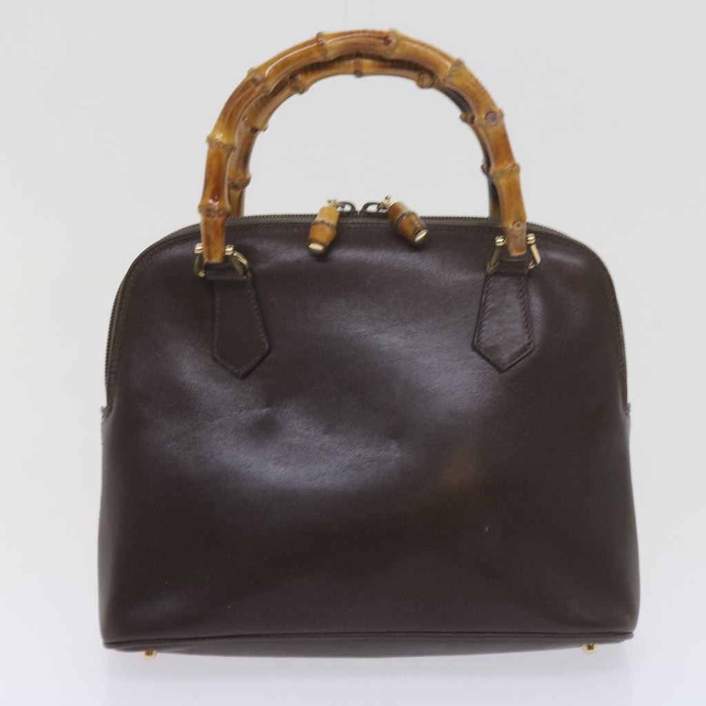 GUCCI Bamboo Shoulder Bag Leather Suede 2Set Black Brown yk9747