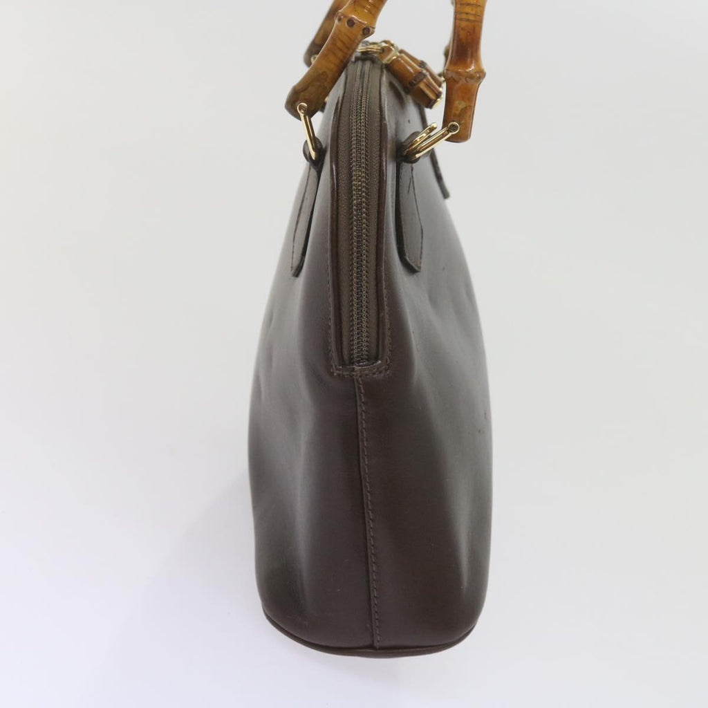 GUCCI Bamboo Shoulder Bag Leather Suede 2Set Black Brown yk9747