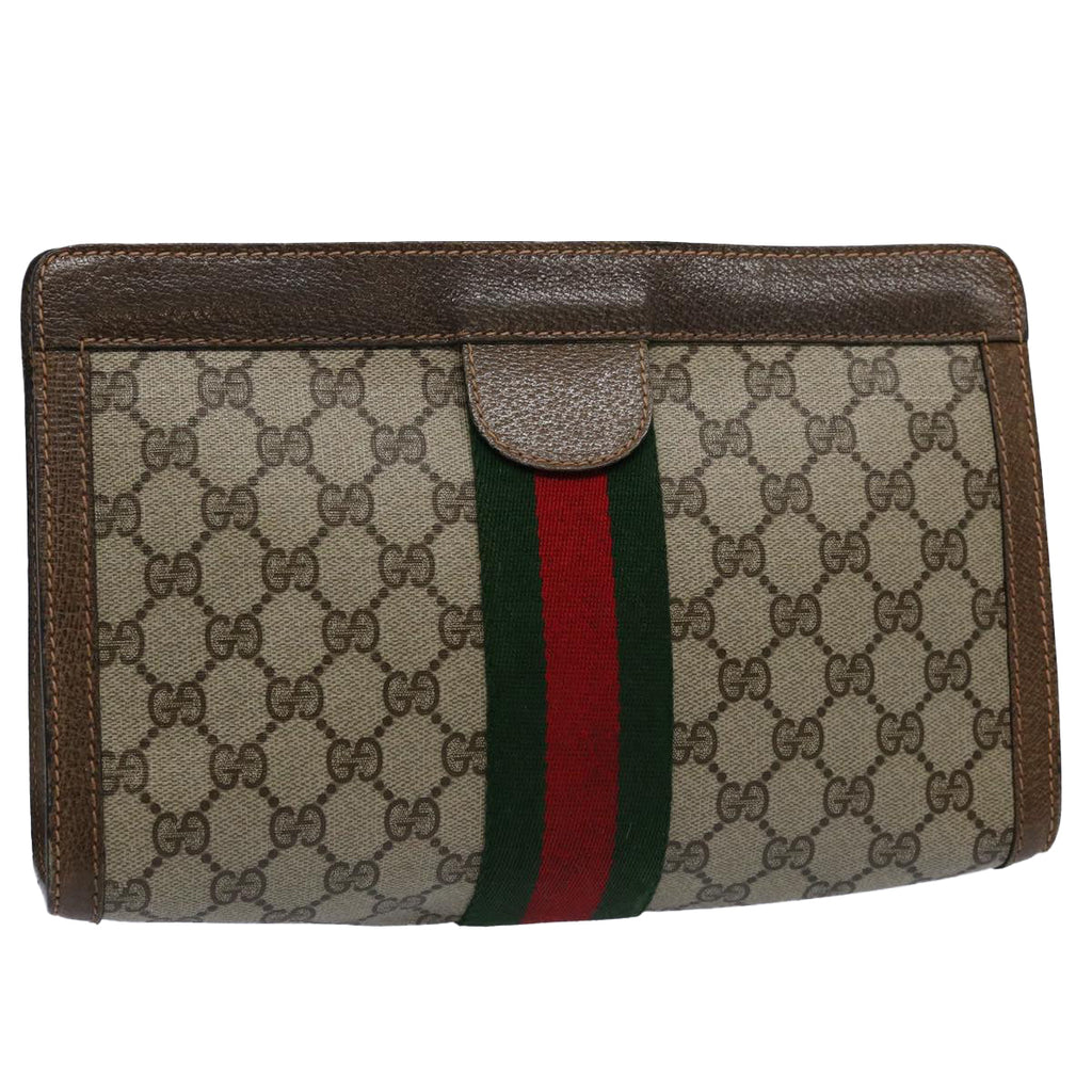 GUCCI GG Supreme Web Sherry Line Clutch Bag Beige Red 89 01 002 yk9751
