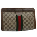 GUCCI GG Supreme Web Sherry Line Clutch Bag Beige Red 89 01 002 yk9751