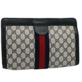 GUCCI GG Supreme Sherry Line Clutch Bag Red Navy 89 01 002 yk9754