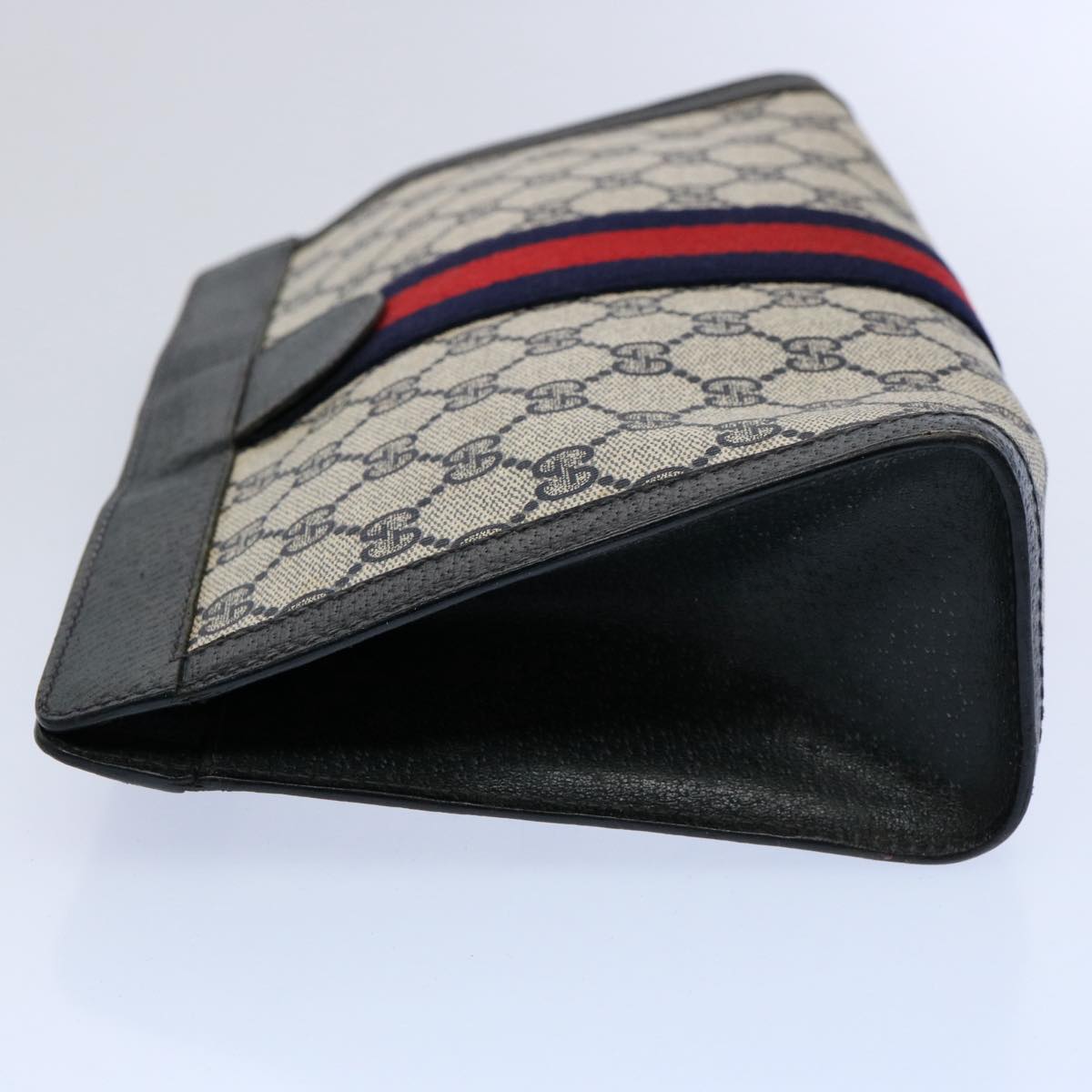 GUCCI GG Supreme Sherry Line Clutch Bag Red Navy 89 01 002 yk9754