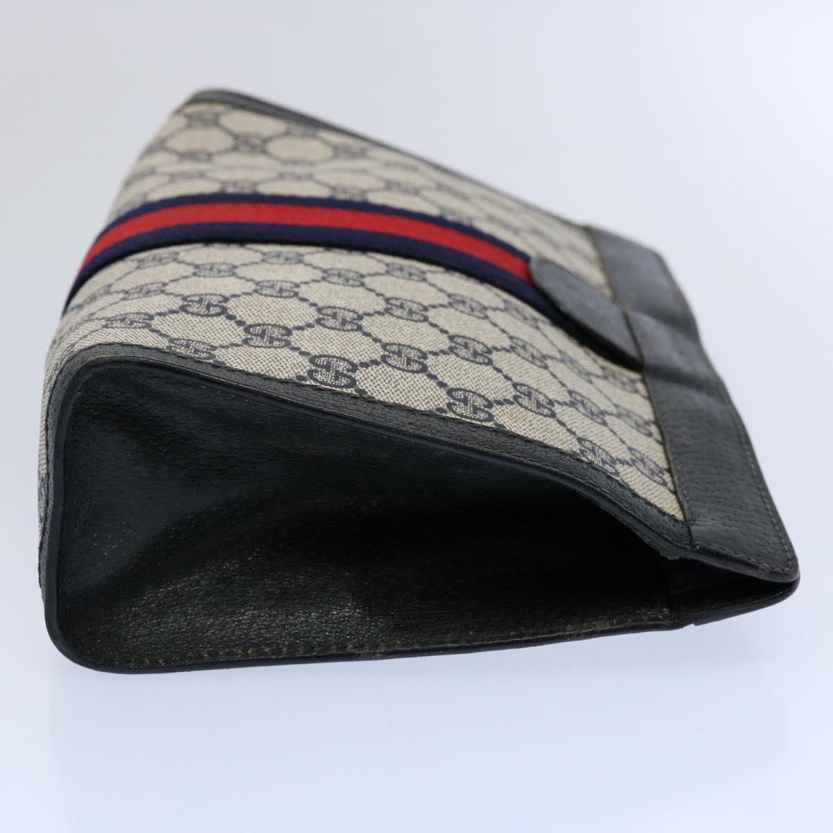 GUCCI GG Supreme Sherry Line Clutch Bag Red Navy 89 01 002 yk9754
