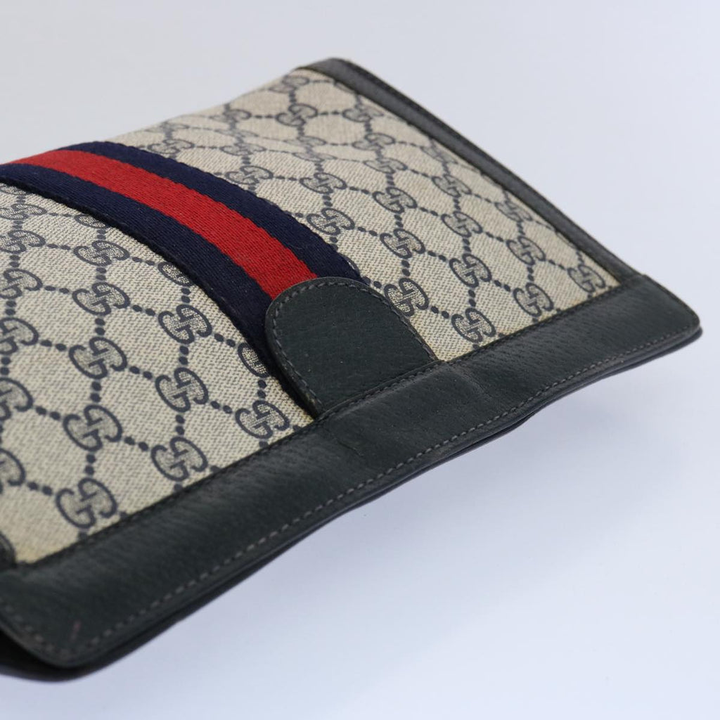 GUCCI GG Supreme Sherry Line Clutch Bag Red Navy 89 01 002 yk9754
