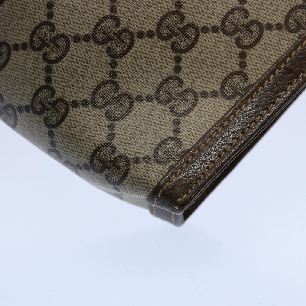 GUCCI GG Supreme Web Sherry Line Clutch Bag PVC Leather Beige Red yk9761