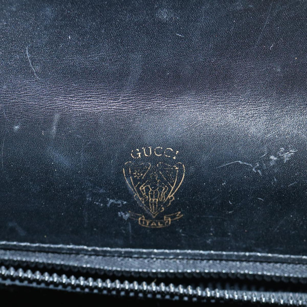 GUCCI Interlocking Shoulder Bag Leather Black yk9764