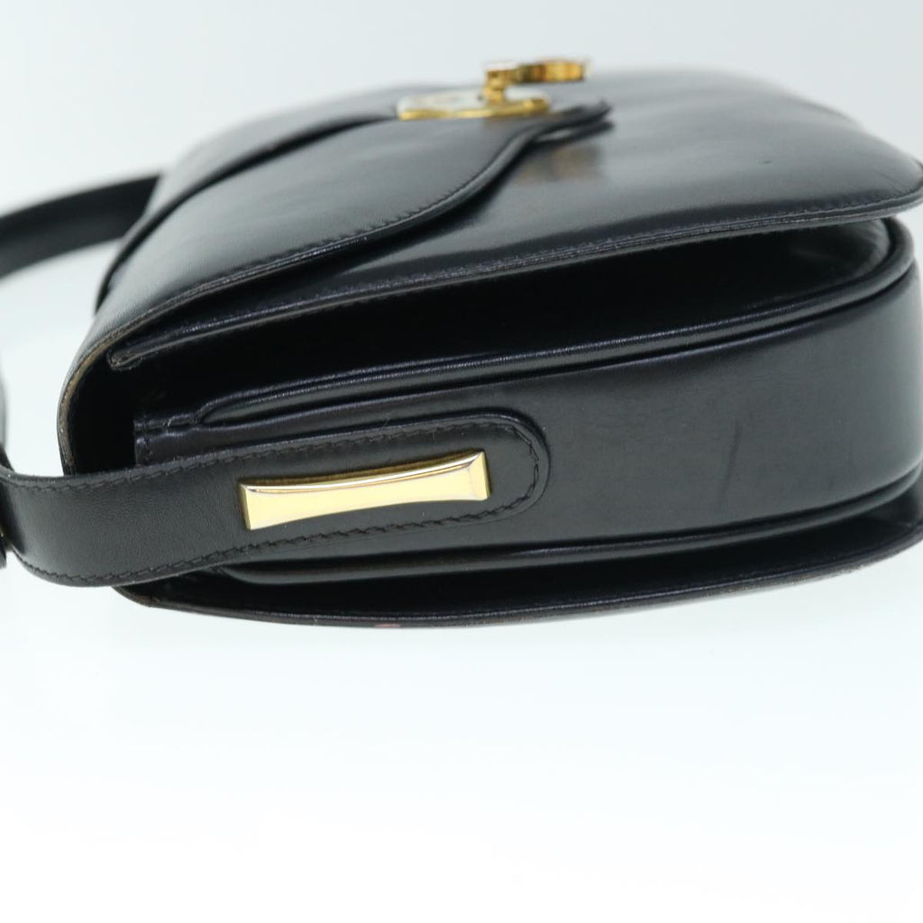 GUCCI Interlocking Shoulder Bag Leather Black yk9764