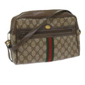 GUCCI GG Canvas Web Sherry Line Shoulder Bag PVC Beige Green Red yk9773