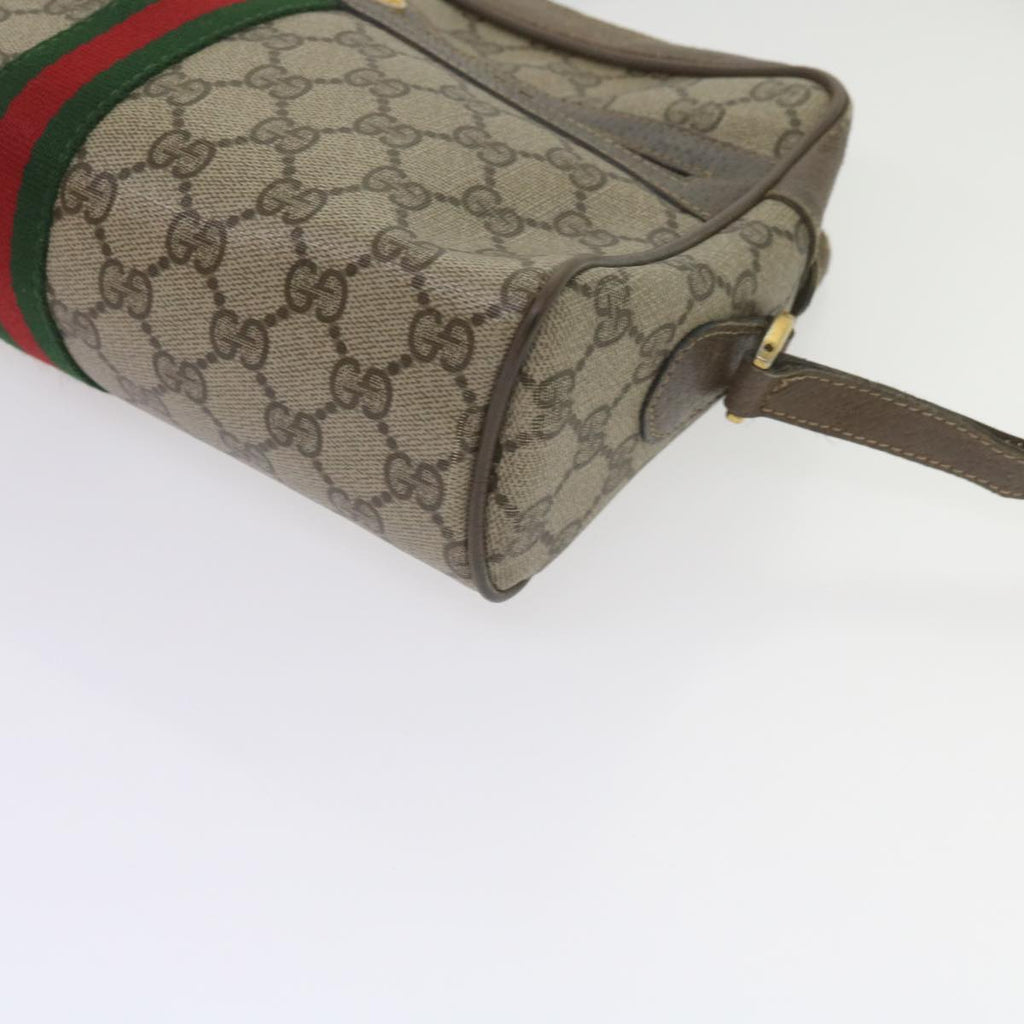 GUCCI GG Canvas Web Sherry Line Shoulder Bag PVC Beige Green Red yk9773