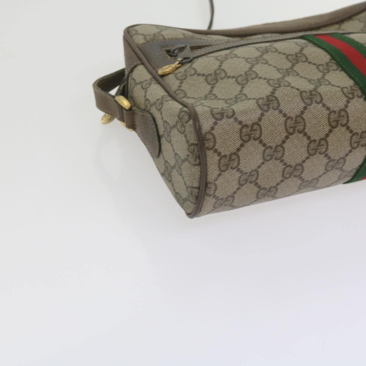 GUCCI GG Canvas Web Sherry Line Shoulder Bag PVC Beige Green Red yk9773