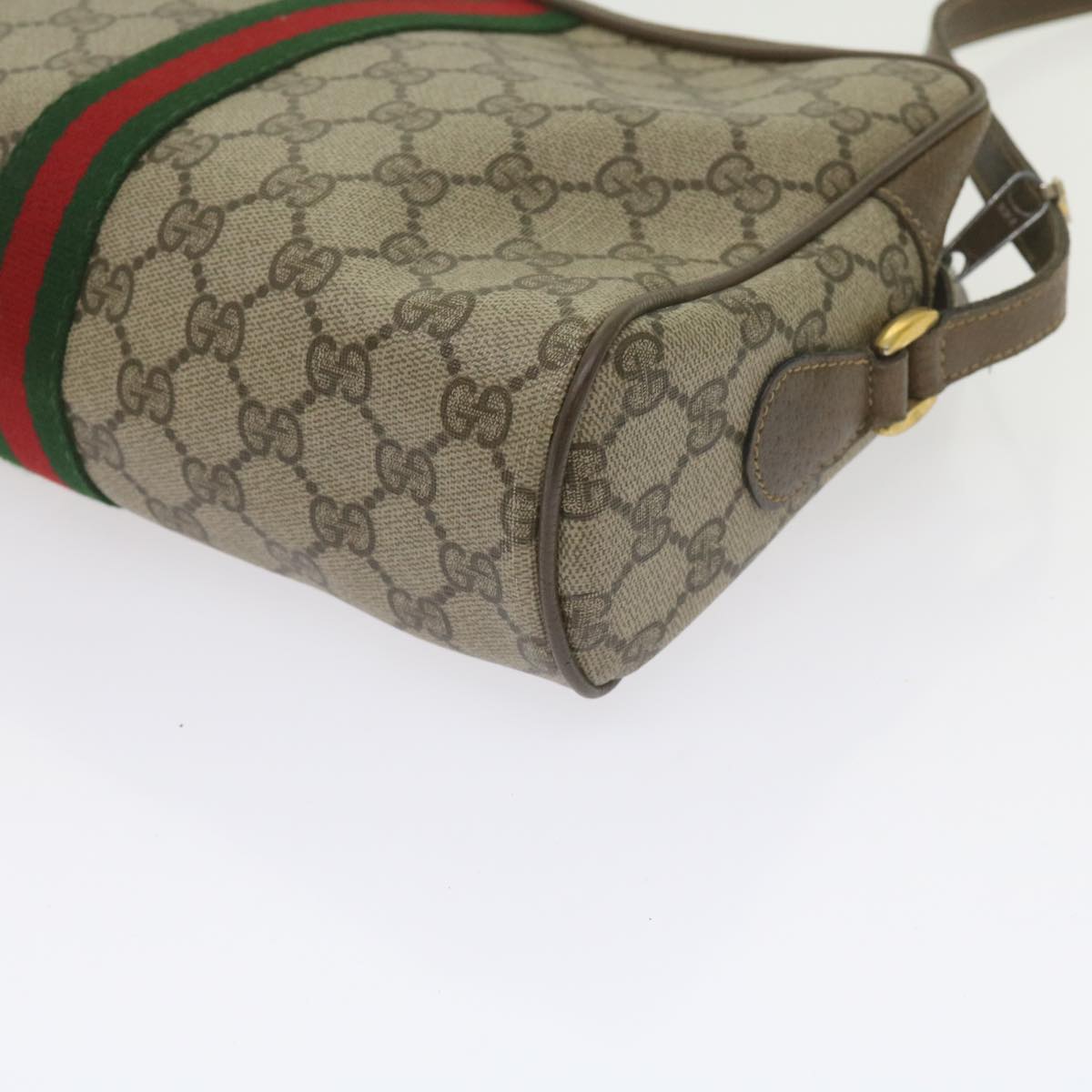 GUCCI GG Canvas Web Sherry Line Shoulder Bag PVC Beige Green Red yk9773