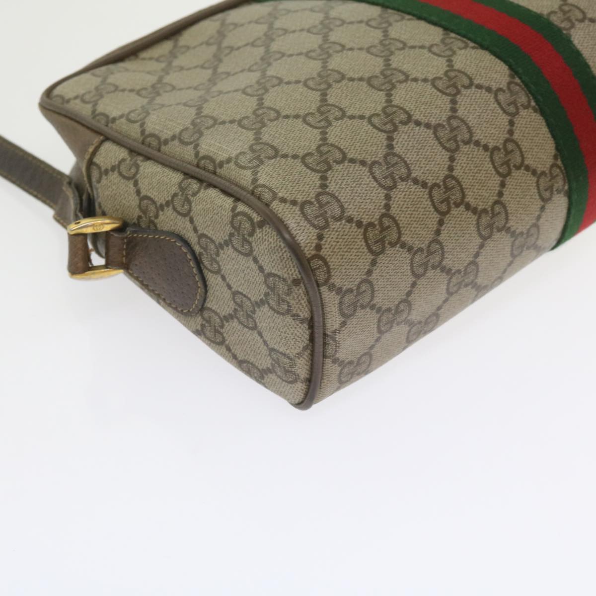 GUCCI GG Canvas Web Sherry Line Shoulder Bag PVC Beige Green Red yk9773