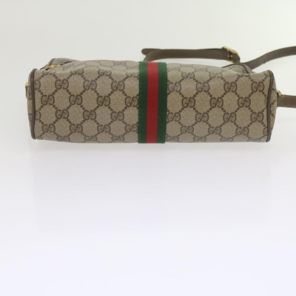 GUCCI GG Canvas Web Sherry Line Shoulder Bag PVC Beige Green Red yk9773