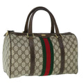 GUCCI GG Canvas Web Sherry Line Boston Bag PVC Beige Green Red yk9774