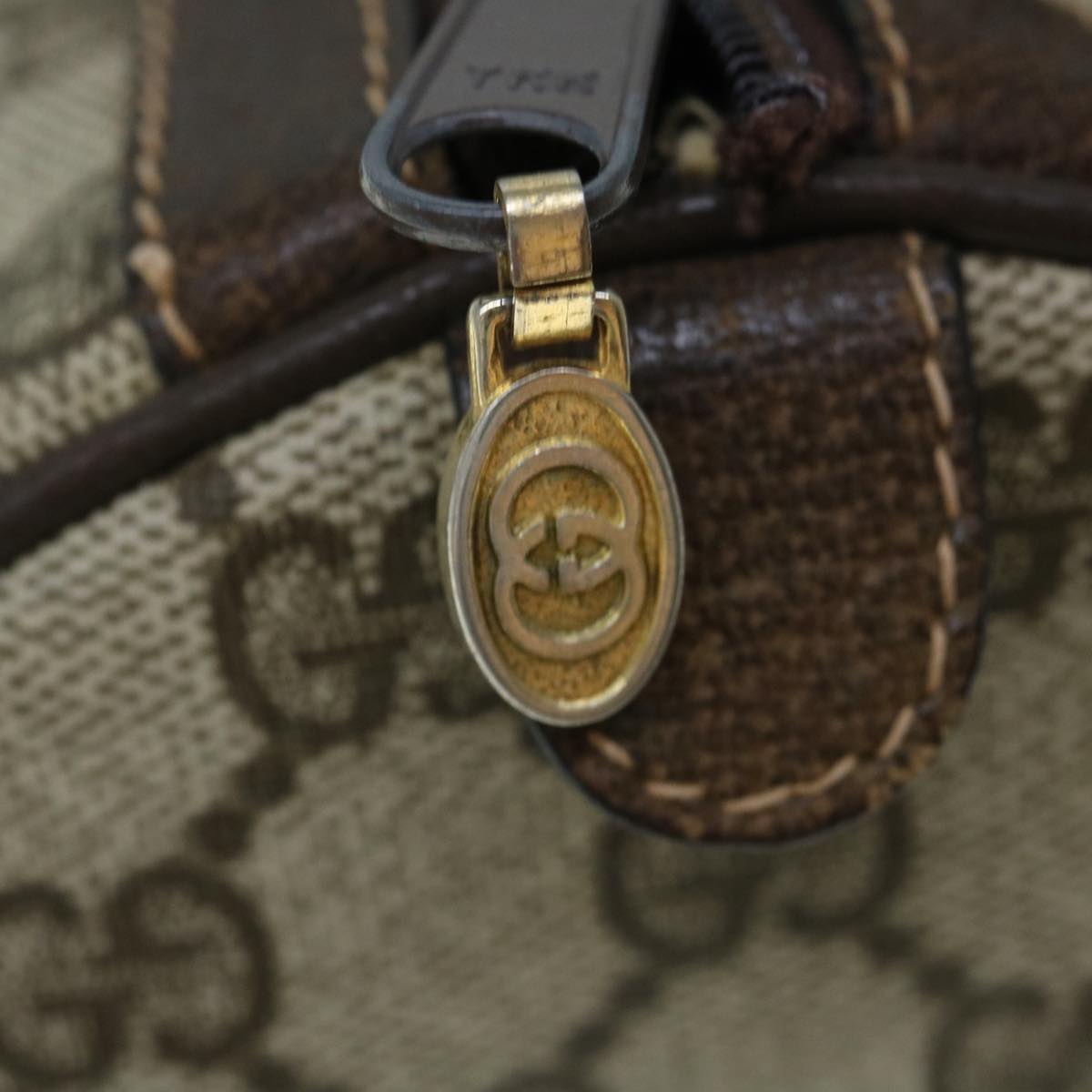 GUCCI GG Canvas Web Sherry Line Boston Bag PVC Beige Green Red yk9774