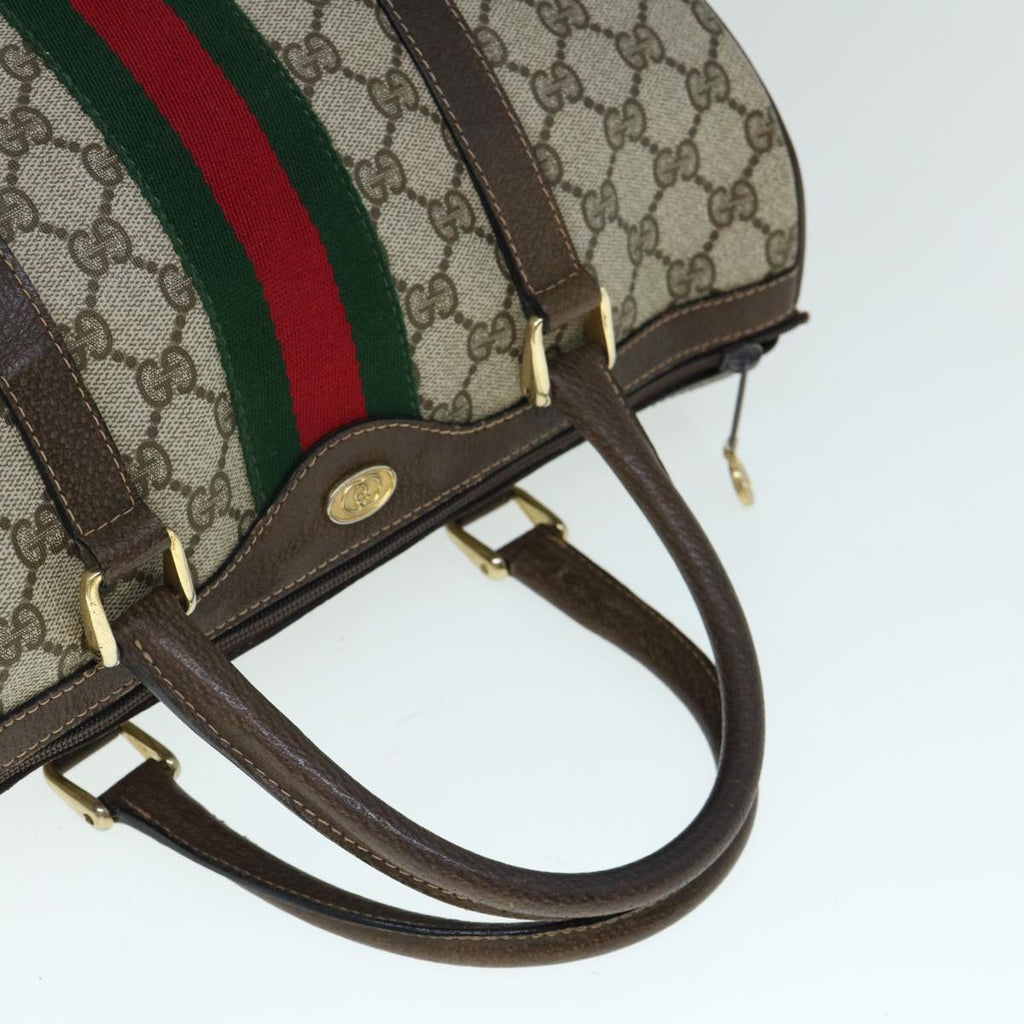 GUCCI GG Canvas Web Sherry Line Boston Bag PVC Beige Green Red yk9774