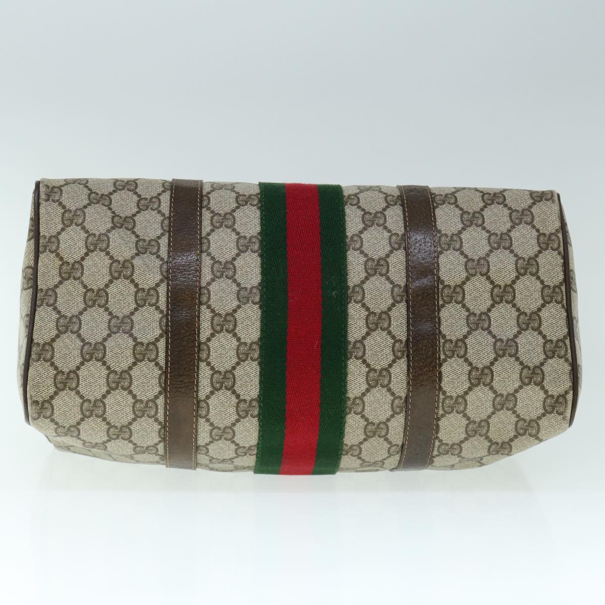GUCCI GG Canvas Web Sherry Line Boston Bag PVC Beige Green Red yk9774