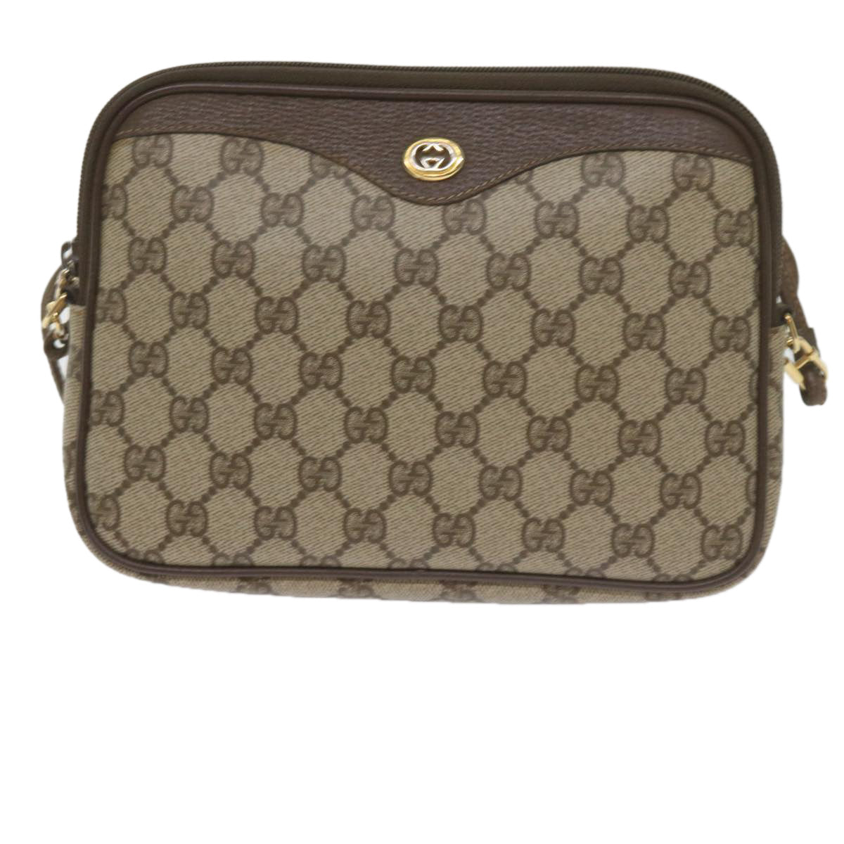 GUCCI GG Canvas Shoulder Bag PVC Beige yk9779