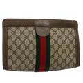 GUCCI GG Supreme Web Sherry Line Clutch Bag Beige Red 89 01 002 yk9803