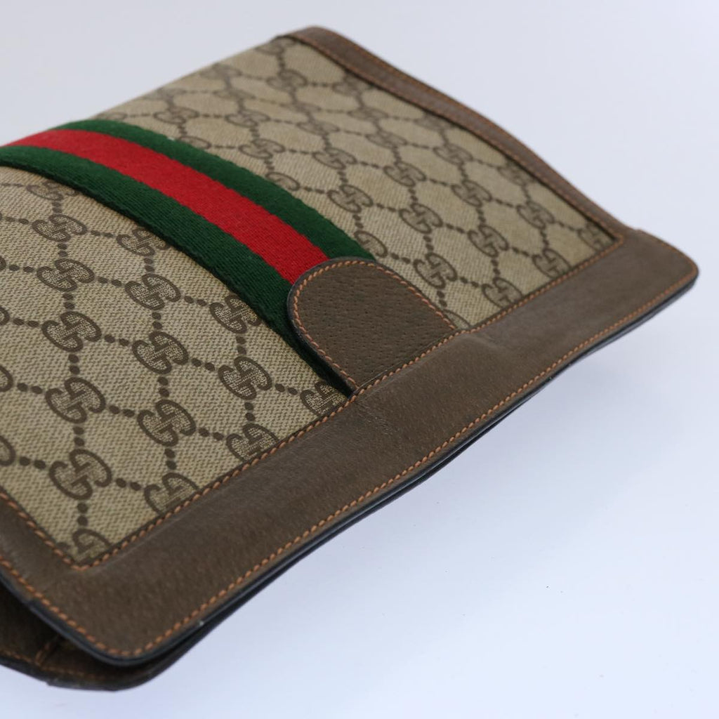 GUCCI GG Supreme Web Sherry Line Clutch Bag Beige Red 89 01 002 yk9803