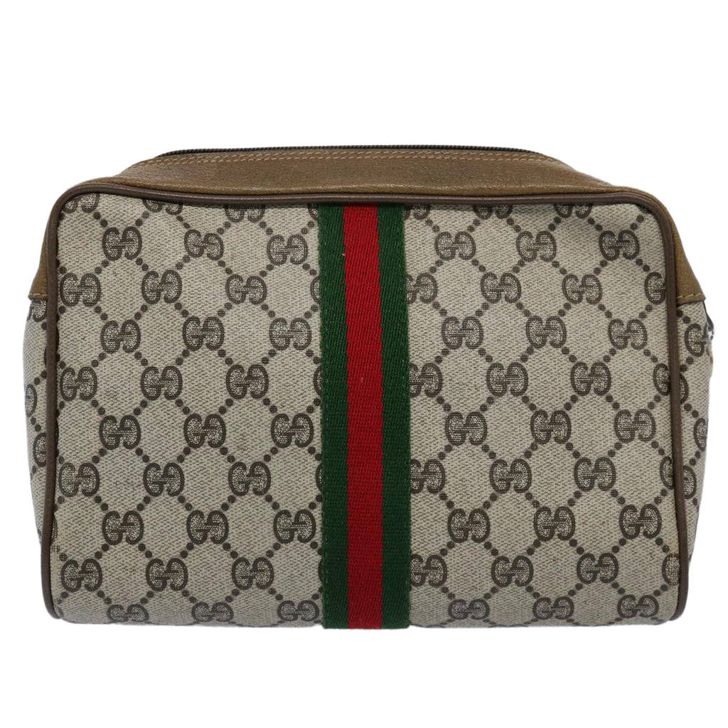 GUCCI GG Supreme Web Sherry Line Clutch Bag Beige Red Green yk9805