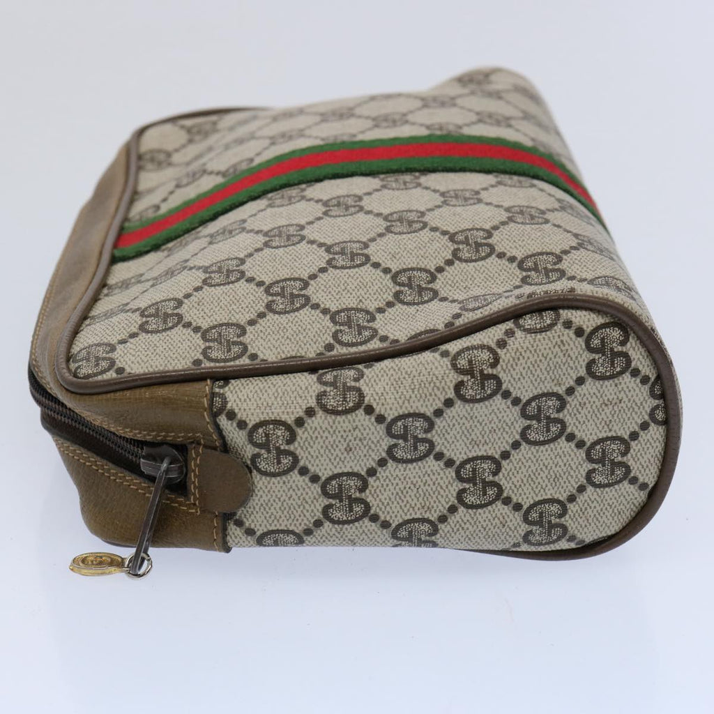 GUCCI GG Supreme Web Sherry Line Clutch Bag Beige Red Green yk9805
