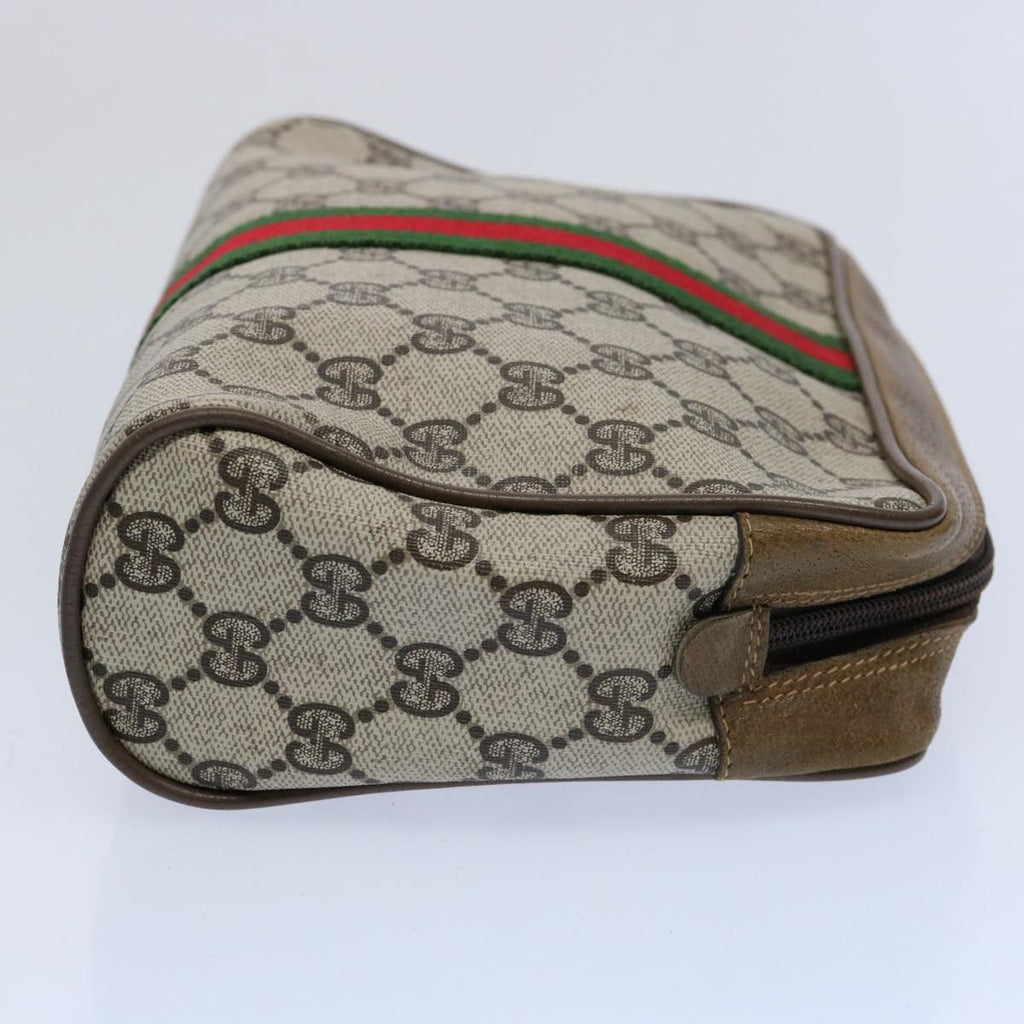 GUCCI GG Supreme Web Sherry Line Clutch Bag Beige Red Green yk9805