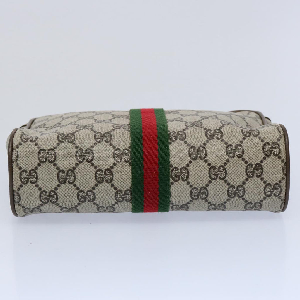 GUCCI GG Supreme Web Sherry Line Clutch Bag Beige Red Green yk9805