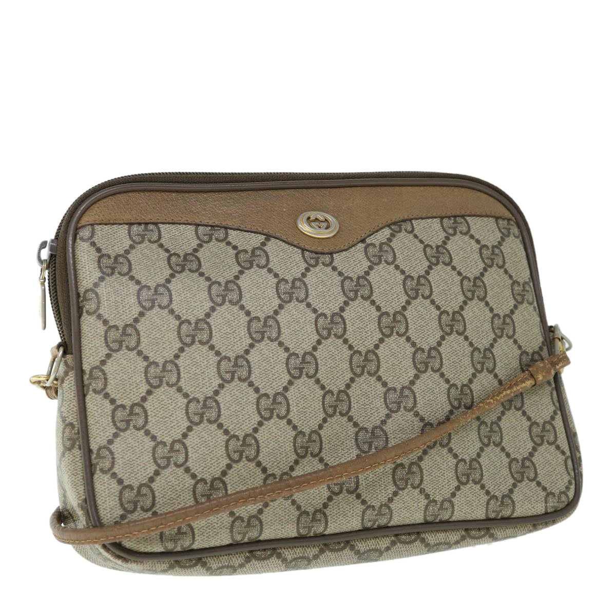 GUCCI GG Canvas Shoulder Bag PVC Beige yk9829