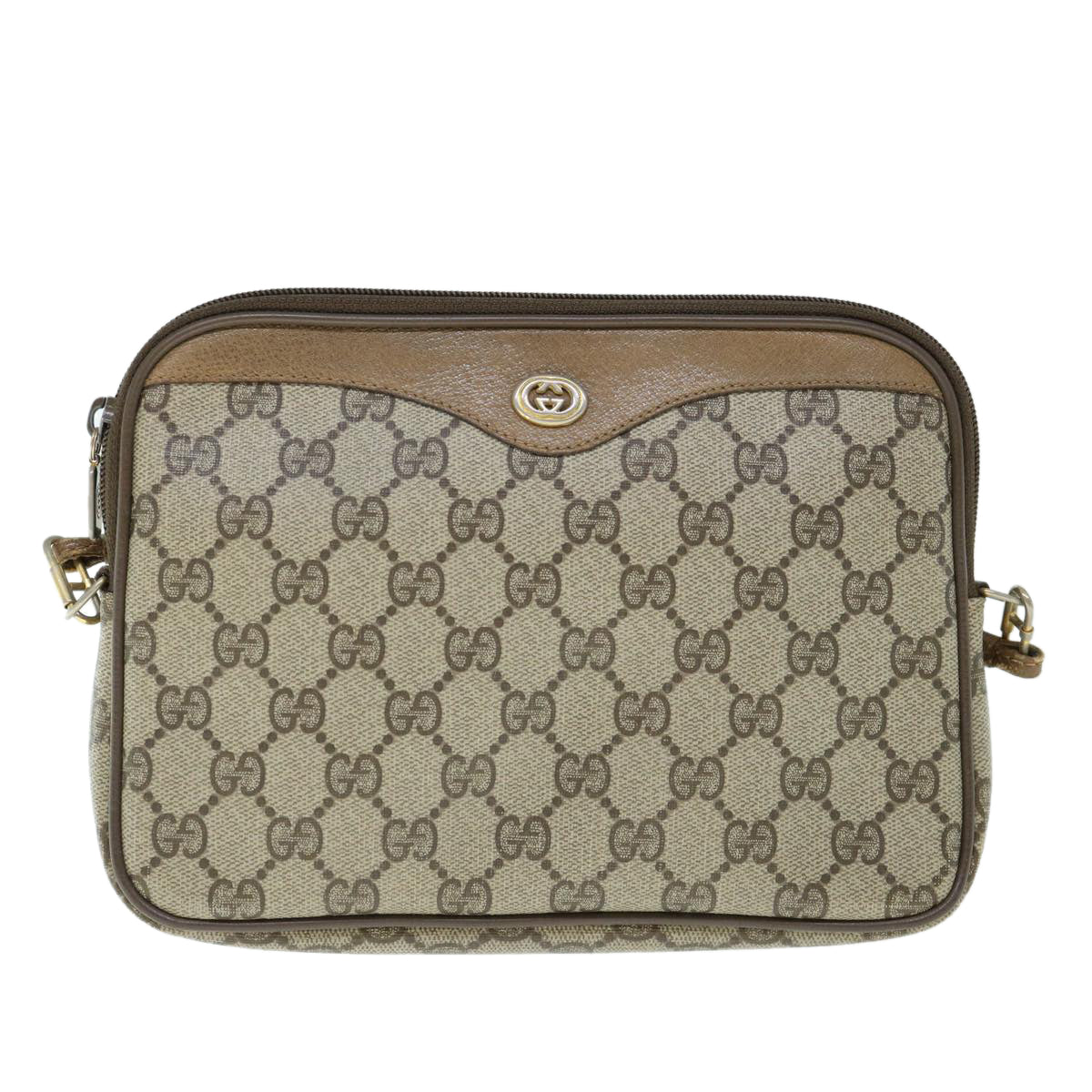 GUCCI GG Canvas Shoulder Bag PVC Beige yk9829