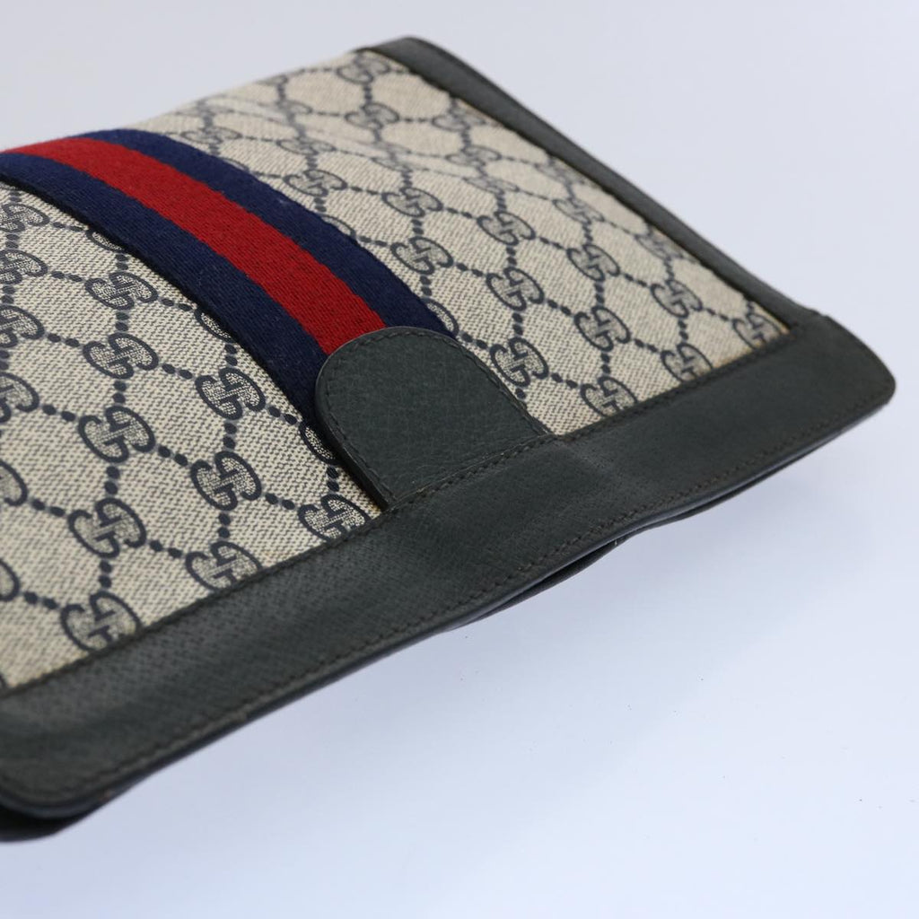 GUCCI GG Supreme Sherry Line Clutch Bag Navy Red 89 01 002 yk9831