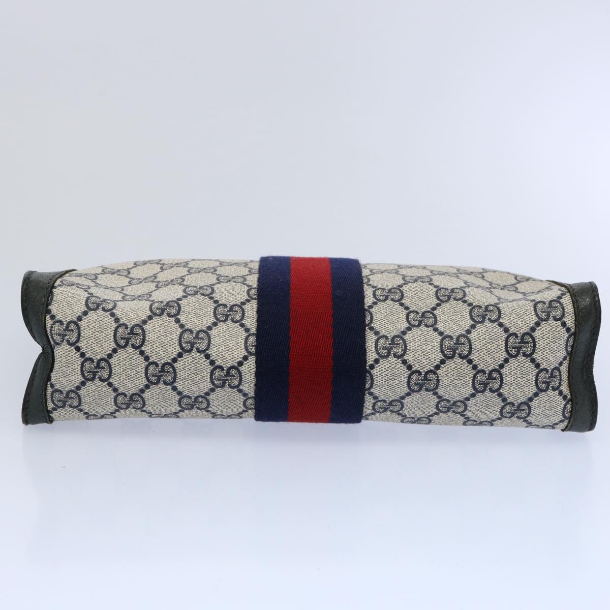 GUCCI GG Supreme Sherry Line Clutch Bag Navy Red 89 01 002 yk9831