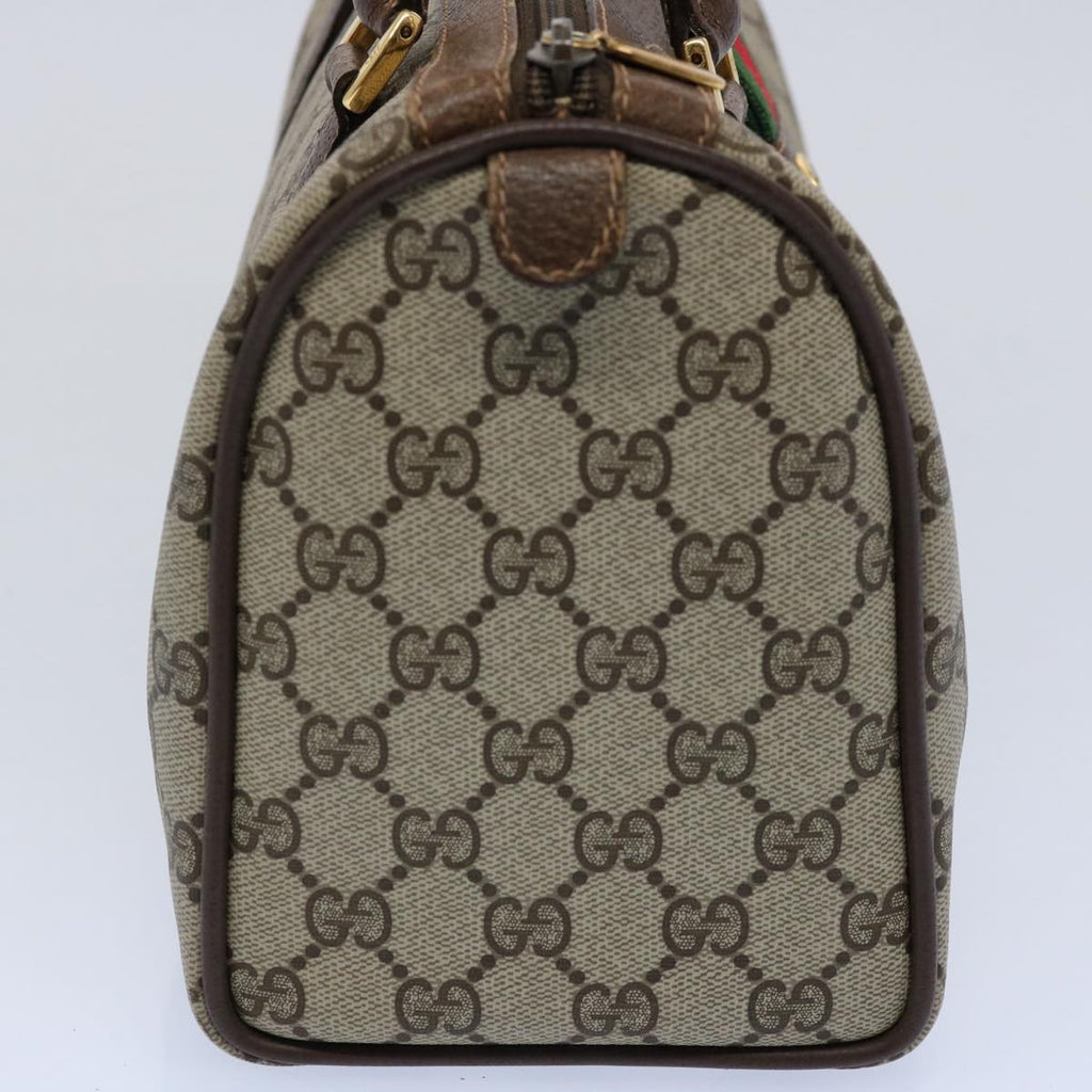 GUCCI GG Canvas Web Sherry Line Boston Bag PVC Beige Green Red yk9834