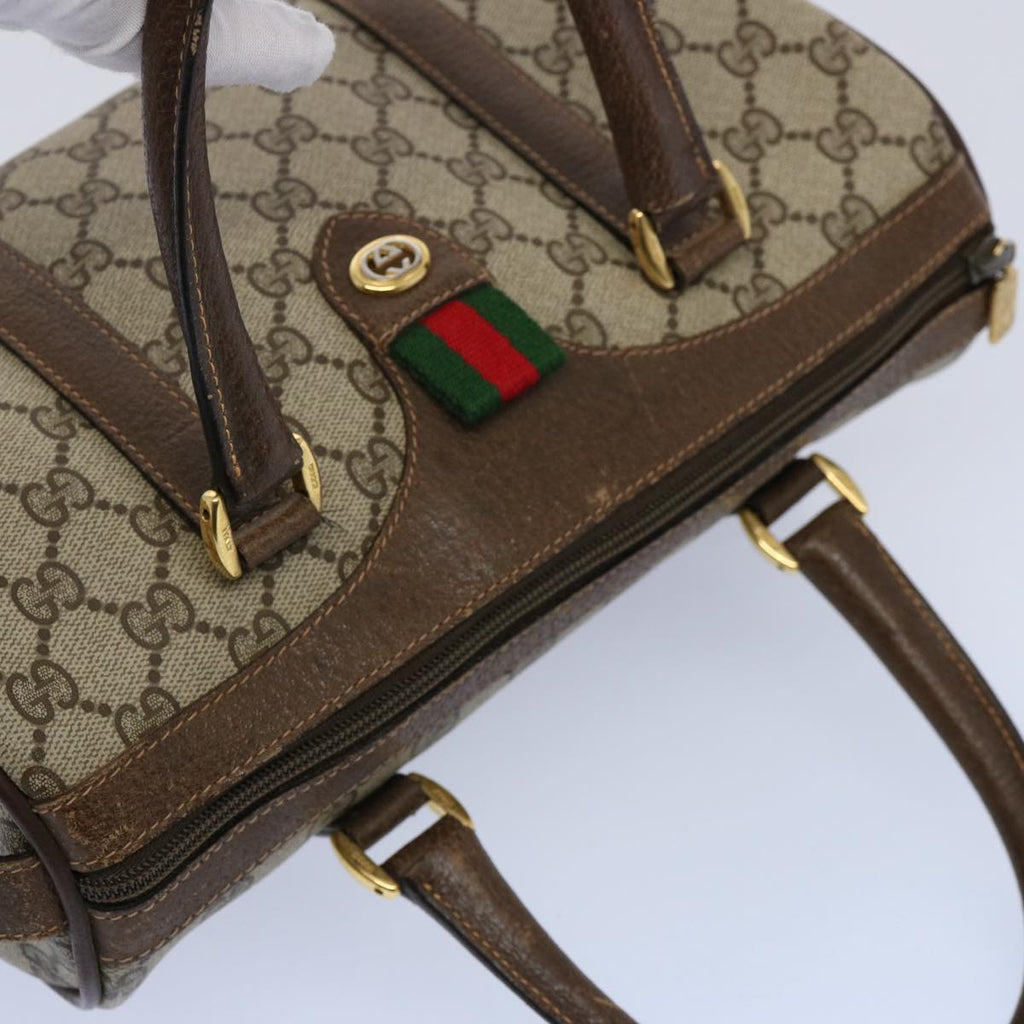 GUCCI GG Canvas Web Sherry Line Boston Bag PVC Beige Green Red yk9834