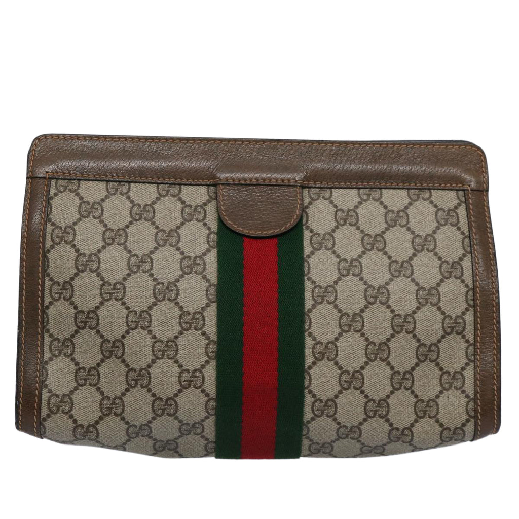 GUCCI GG Supreme Web Sherry Line Clutch Bag Beige Red 64 014 2125 28 yk9835