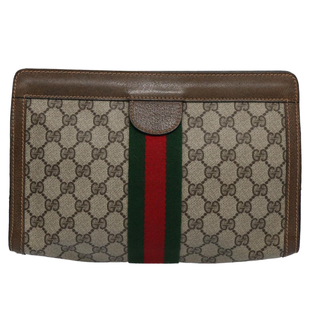 GUCCI GG Supreme Web Sherry Line Clutch Bag Beige Red 64 014 2125 28 yk9835