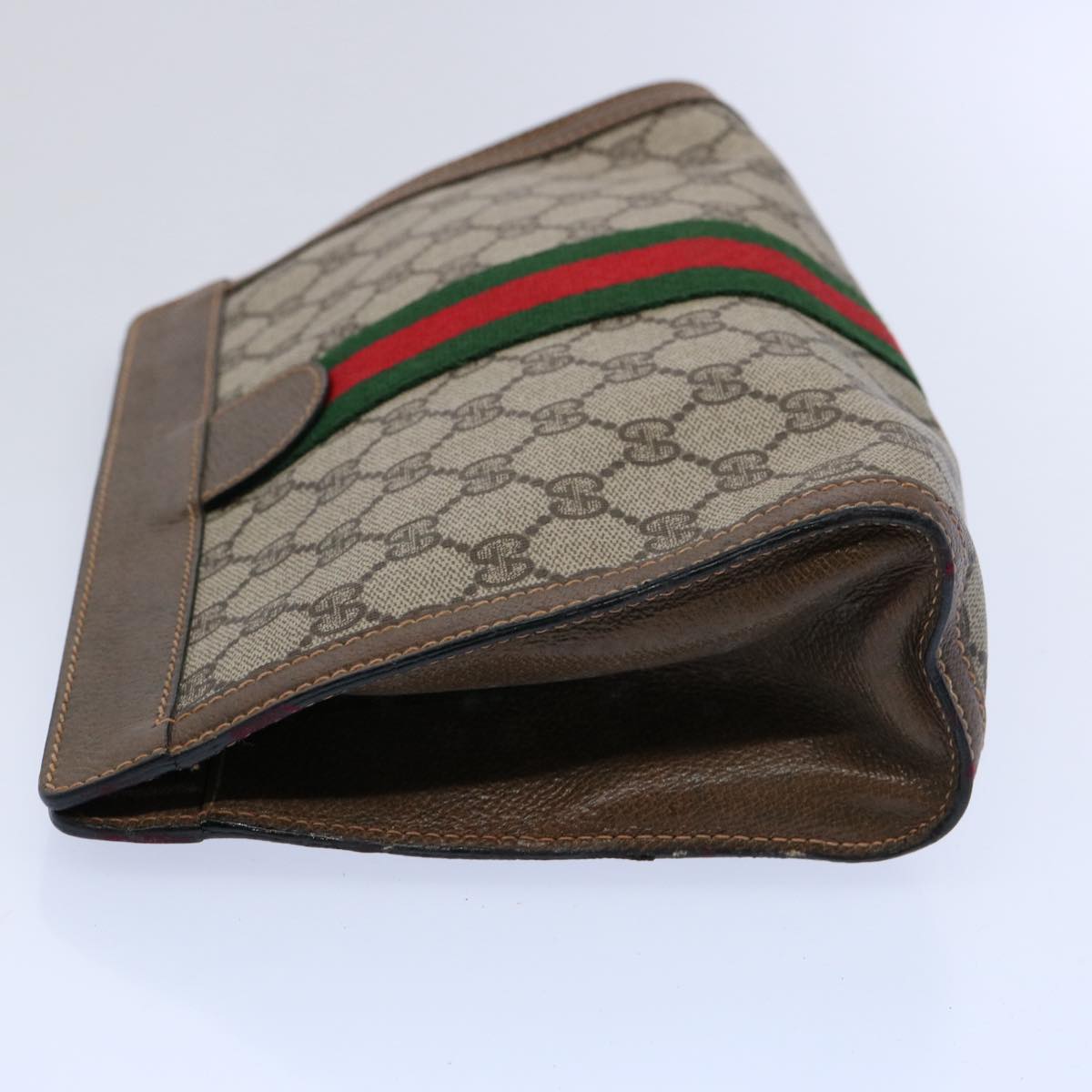 GUCCI GG Supreme Web Sherry Line Clutch Bag Beige Red 64 014 2125 28 yk9835