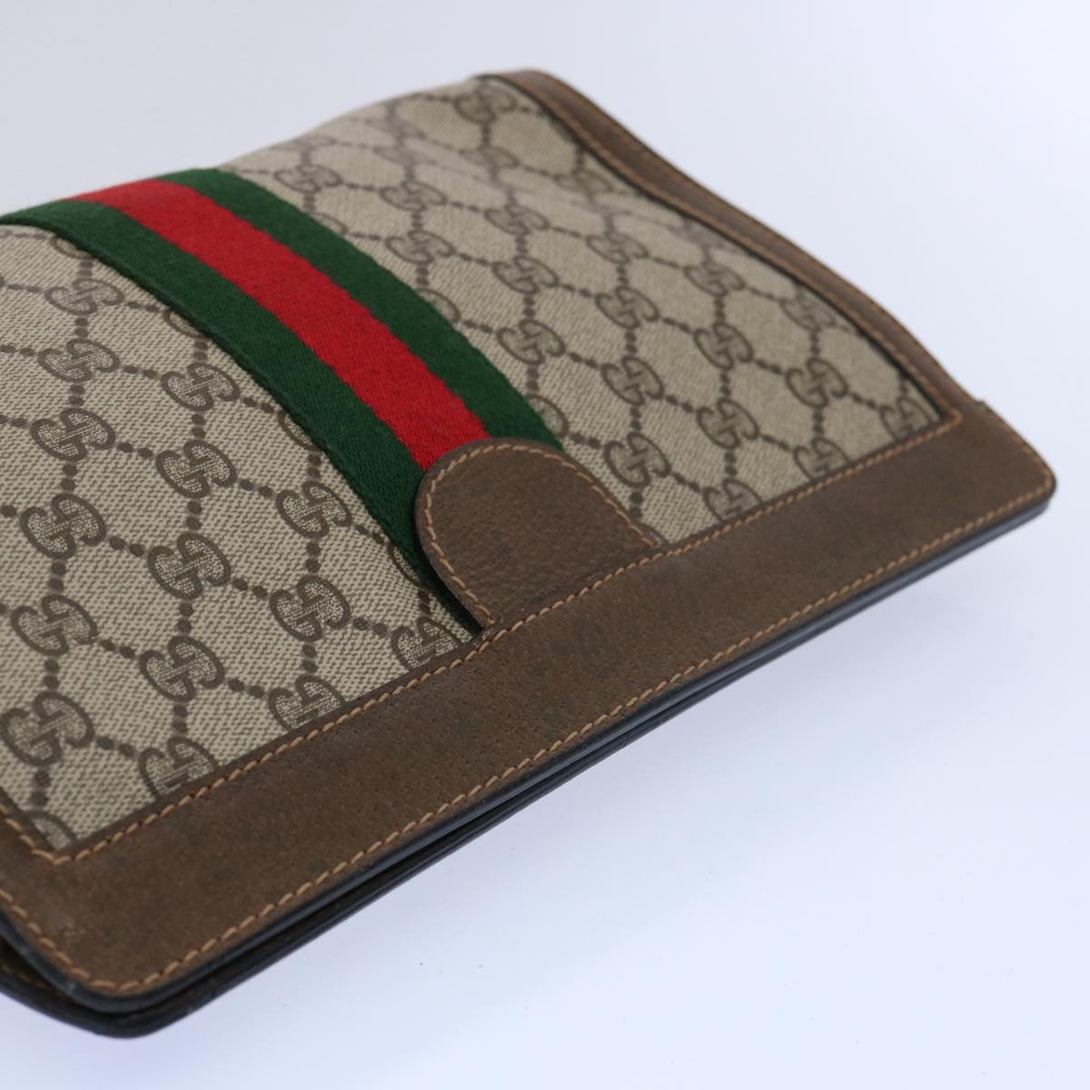 GUCCI GG Supreme Web Sherry Line Clutch Bag Beige Red 64 014 2125 28 yk9835