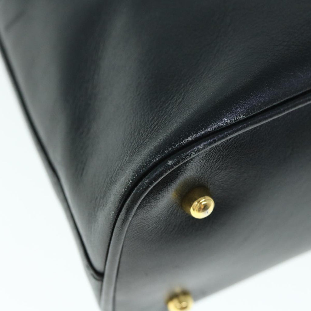 GUCCI Bamboo Hand Bag Leather 2way Black yk9845