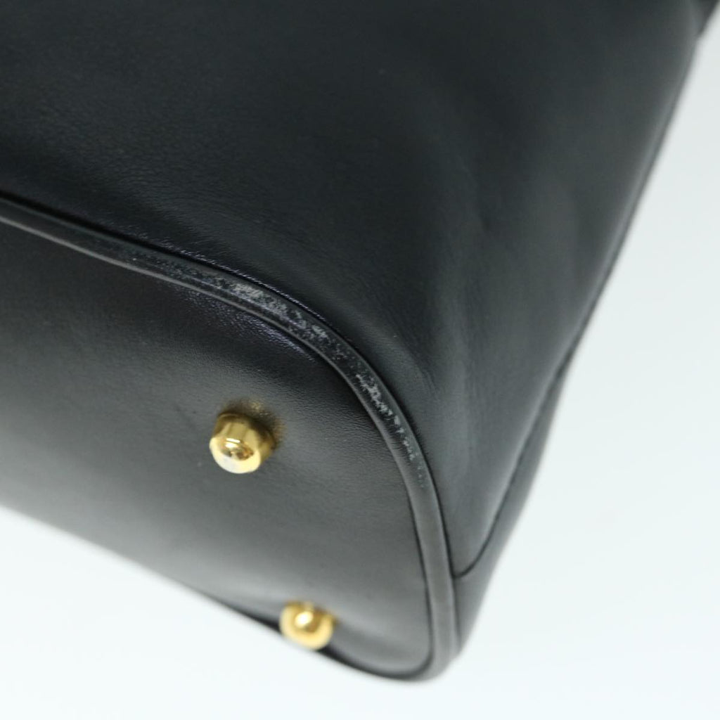 GUCCI Bamboo Hand Bag Leather 2way Black yk9845